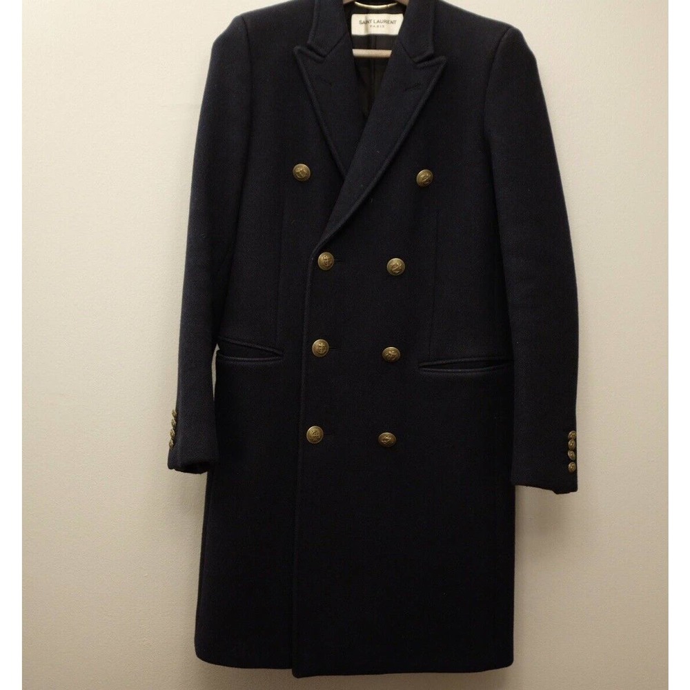 Pre-owned FW13 Saint Laurent SLP Navy Allure Coat Sz EU 48 – Hedi Slimane